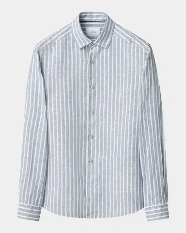 Eton Men 's Structure Striped Linen Button-Front Shirt | Thumbnail 2 Eton Men 's Structure Striped Linen Button-Front Shirt | Thumbnail 2