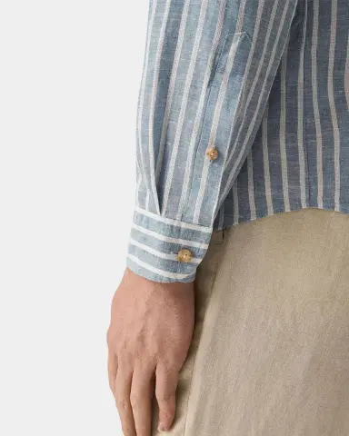 Eton Men 's Structure Striped Linen Button-Front Shirt | Thumbnail 6 Eton Men 's Structure Striped Linen Button-Front Shirt | Thumbnail 6
