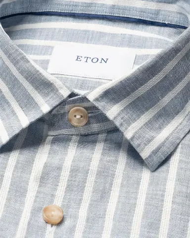 Eton Men 's Structure Striped Linen Button-Front Shirt | Thumbnail 7 Eton Men 's Structure Striped Linen Button-Front Shirt | Thumbnail 7