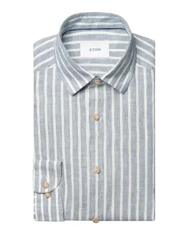 Eton Men 's Structure Striped Linen Button-Front Shirt | Thumbnail 1 Eton Men 's Structure Striped Linen Button-Front Shirt | Thumbnail 1