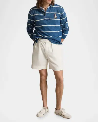 Polo Ralph Lauren Men's Striped Polo Bear Cotton Rugby Shirt | Thumbnail 2