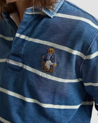 Polo Ralph Lauren Men's Striped Polo Bear Cotton Rugby Shirt | Thumbnail 5