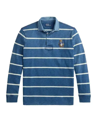 Polo Ralph Lauren Men's Striped Polo Bear Cotton Rugby Shirt | Thumbnail 1