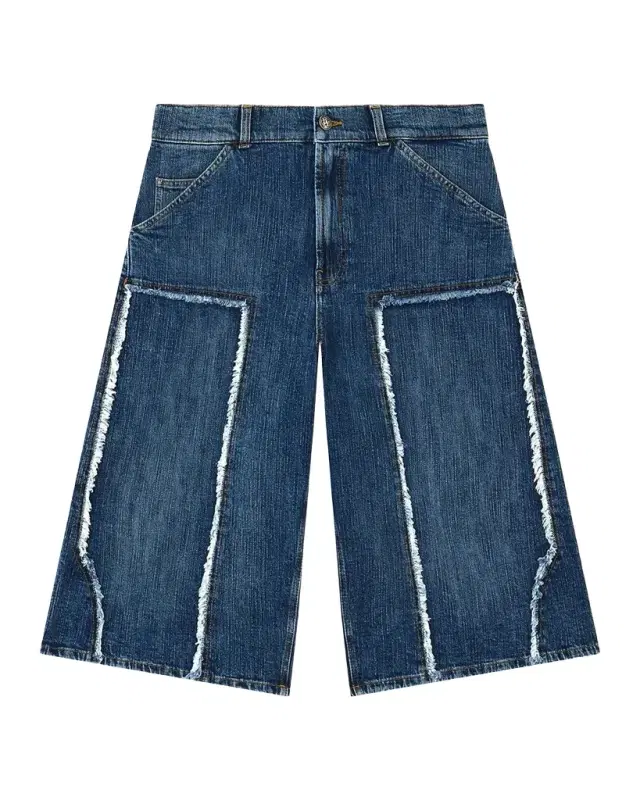 Men's Curved Logo Denim Skater Shorts