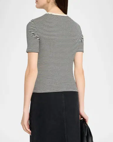 Frame The Fine Striped Crewneck T-Shirt | Thumbnail 3 Frame The Fine Striped Crewneck T-Shirt | Thumbnail 3