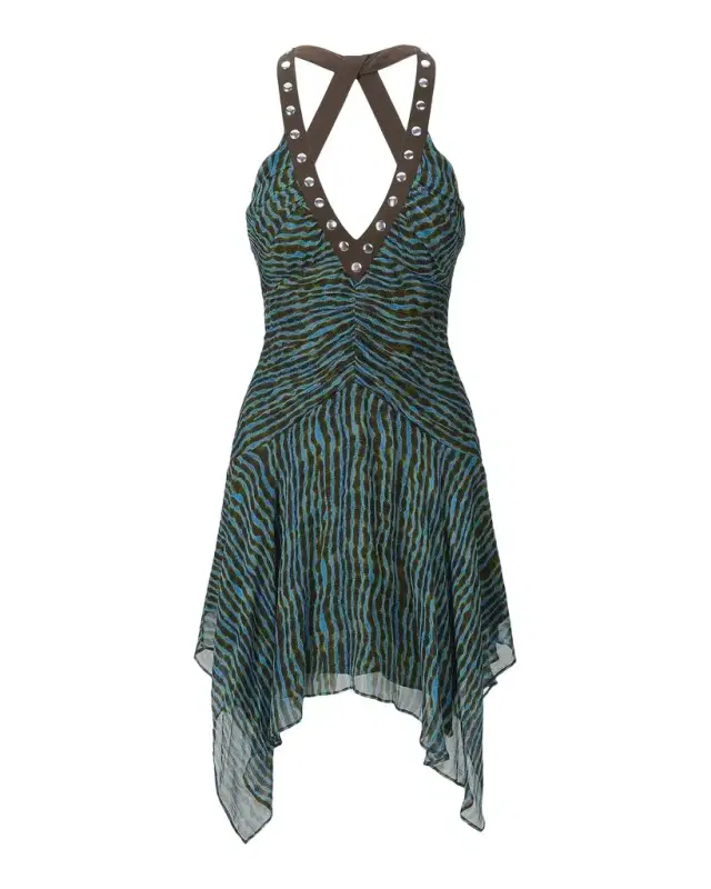 STAUD Olympia Abstract Printed A-Line Minidress