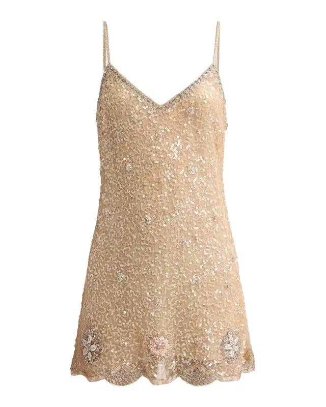 LoveShackFancy Lyrica Embellished A-Line Mini Dress