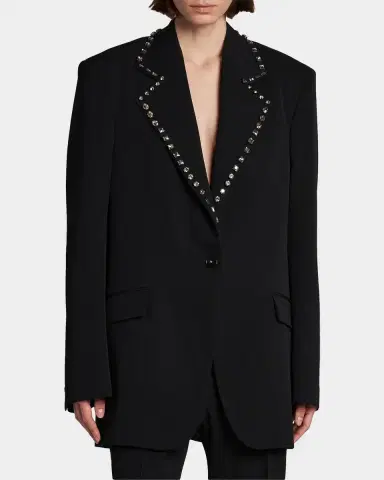 Stella McCartney Embellished-Lapel Wool Blazer | Thumbnail 4
