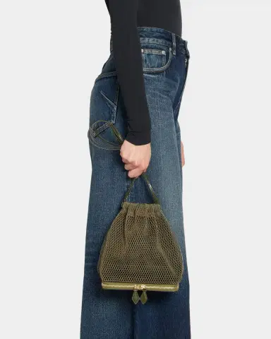 Alaïa Le Pochon Fishnet Crossbody Bag | Thumbnail 2