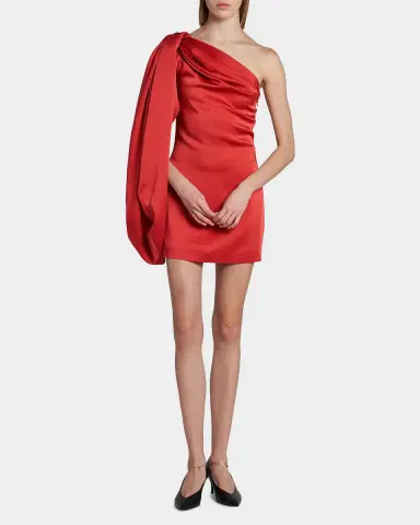 Stella McCartney Draped Satin Sheath Mini Dress | Thumbnail 2 Stella McCartney Draped Satin Sheath Mini Dress | Thumbnail 2