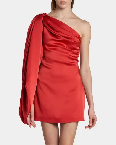 Stella McCartney Draped Satin Sheath Mini Dress | Thumbnail 4 Stella McCartney Draped Satin Sheath Mini Dress | Thumbnail 4