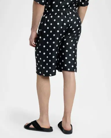 Dolce & Gabbana Men's Silk Twill Polka Dot Monogram Drawstring Shorts | Thumbnail 3