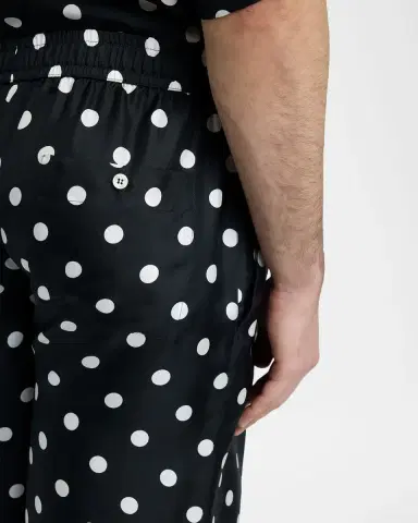 Dolce & Gabbana Men's Silk Twill Polka Dot Monogram Drawstring Shorts | Thumbnail 5