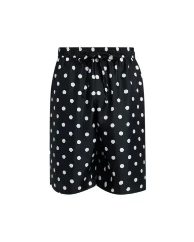 Dolce & Gabbana Men's Silk Twill Polka Dot Monogram Drawstring Shorts | Thumbnail 1