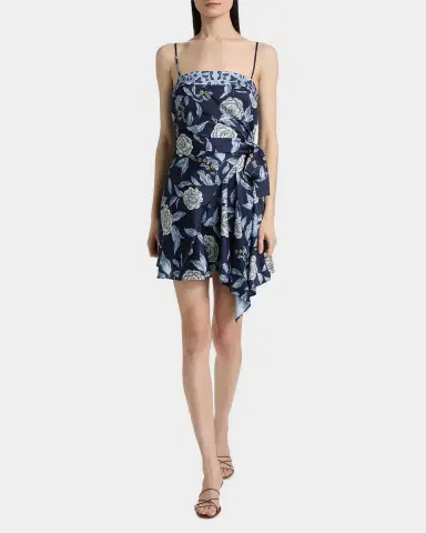 Tanya Taylor Antona Floral Crepe Wrap-Waist Mini Dress | Thumbnail 2