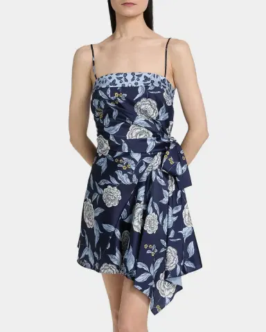 Tanya Taylor Antona Floral Crepe Wrap-Waist Mini Dress | Thumbnail 4