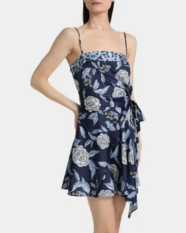 Tanya Taylor Antona Floral Crepe Wrap-Waist Mini Dress | Thumbnail 7