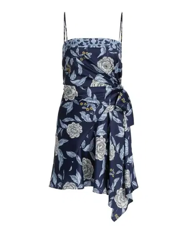 Tanya Taylor Antona Floral Crepe Wrap-Waist Mini Dress | Thumbnail 1