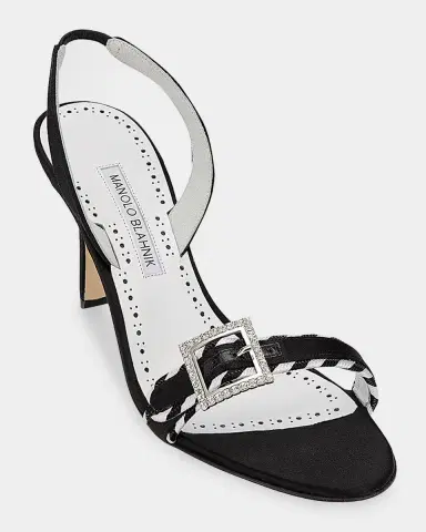Manolo Blahnik Sumbasan Embellished-Buckle Slingback Sandals | Thumbnail 6