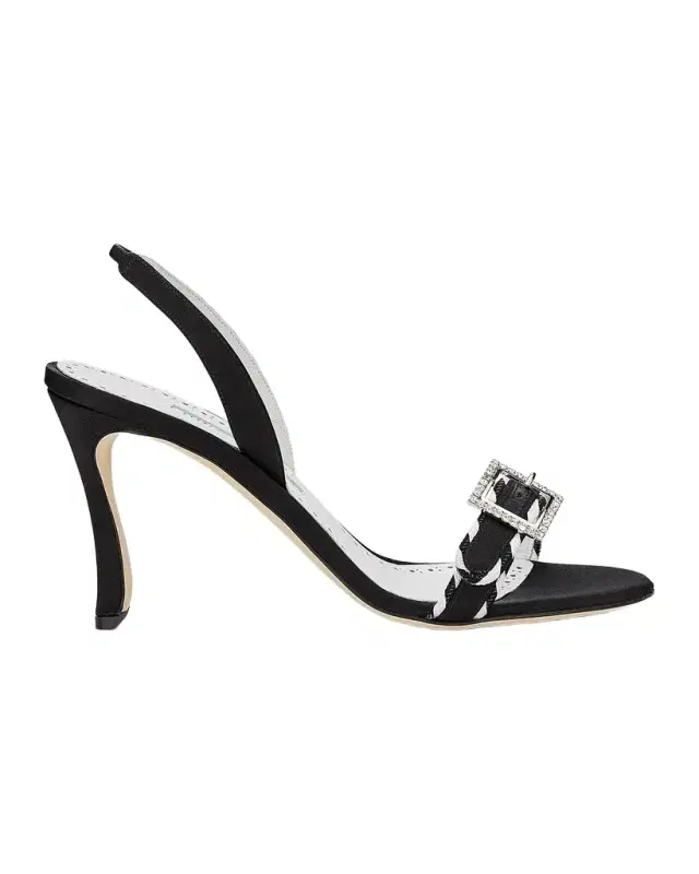 Manolo Blahnik Sumbasan Embellished-Buckle Slingback Sandals