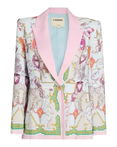 L'AGENCE Gweny Scarf-Print Relaxed Blazer | Thumbnail 1 L'AGENCE Gweny Scarf-Print Relaxed Blazer | Thumbnail 1