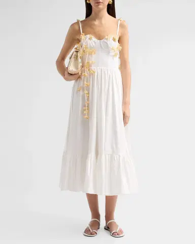 PatBo Floral Appliqué Bustier Midi Dress | Thumbnail 2 PatBo Floral Appliqué Bustier Midi Dress | Thumbnail 2
