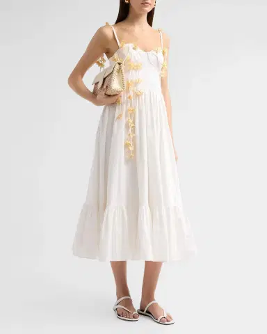 PatBo Floral Appliqué Bustier Midi Dress | Thumbnail 4 PatBo Floral Appliqué Bustier Midi Dress | Thumbnail 4