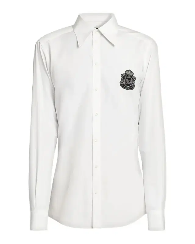 Dolce & Gabbana Men 's Poplin Logo Crest Point-Collar Dress Shirt