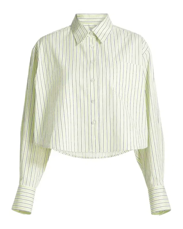 Derek Lam 10 Crosby Evelina Striped Boxy-Fit Crop Shirt