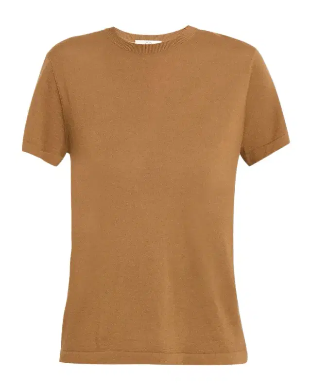 Co Short-Sleeve Cashmere Knit Crewneck Shirt