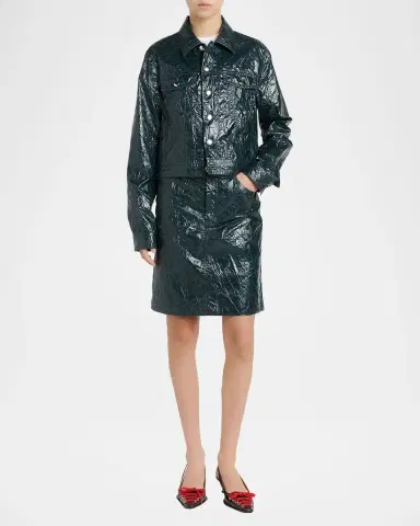Marni Crinkled Faux-Leather Knee-Length Skirt | Thumbnail 2 Marni Crinkled Faux-Leather Knee-Length Skirt | Thumbnail 2
