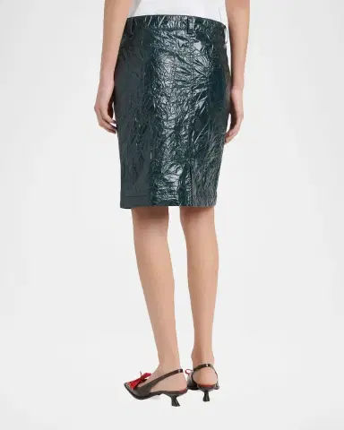 Marni Crinkled Faux-Leather Knee-Length Skirt | Thumbnail 3 Marni Crinkled Faux-Leather Knee-Length Skirt | Thumbnail 3