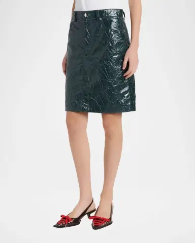 Marni Crinkled Faux-Leather Knee-Length Skirt | Thumbnail 4 Marni Crinkled Faux-Leather Knee-Length Skirt | Thumbnail 4