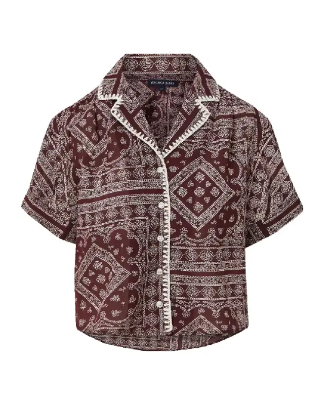 Veronica Beard Ilene Printed Cotton-Blend Top