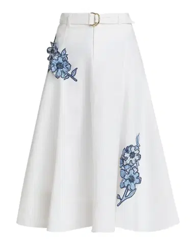 Likely Samara Striped Floral Appliqué Midi Skirt | Thumbnail 1
