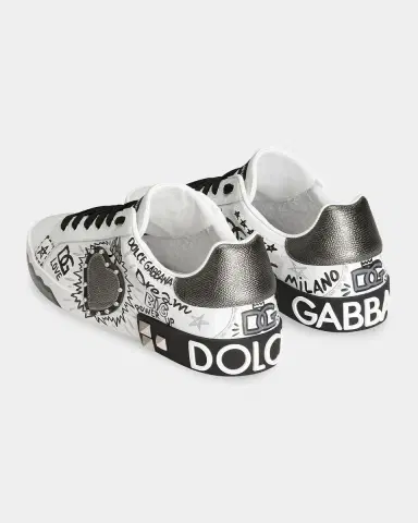 Dolce & Gabbana Men's Graffiti Patchwork Leather Low-Top Sneakers | Thumbnail 2