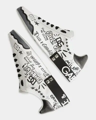 Dolce & Gabbana Men's Graffiti Patchwork Leather Low-Top Sneakers | Thumbnail 3