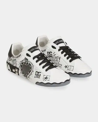 Dolce & Gabbana Men's Graffiti Patchwork Leather Low-Top Sneakers | Thumbnail 5