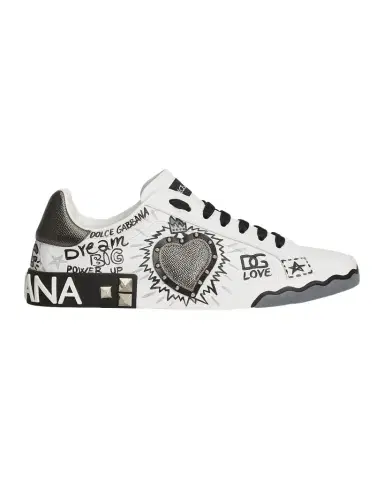 Dolce & Gabbana Men's Graffiti Patchwork Leather Low-Top Sneakers | Thumbnail 1