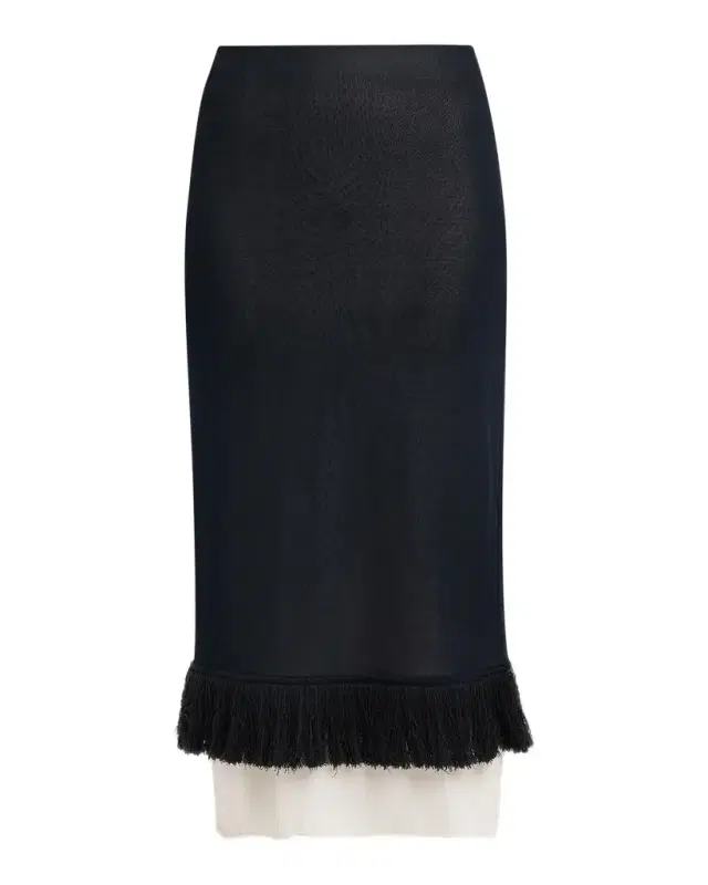Bottega Veneta Colorblock Layered Fringe Midi Skirt