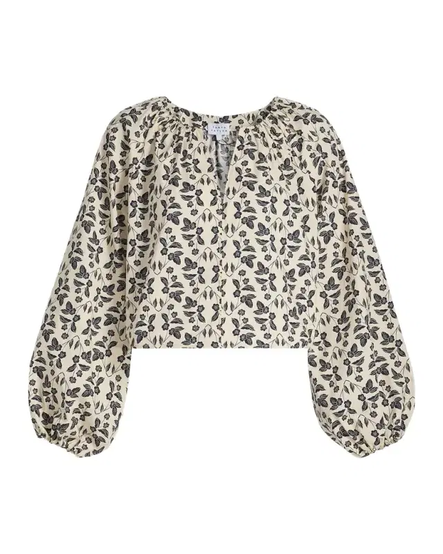 Tanya Taylor Adelina Floral Cotton Poplin Top