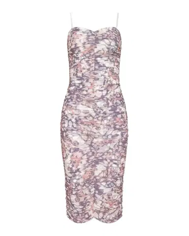 L'Agence Caprice Butterfly Wing-Print Ruched Midi Dress | Thumbnail 1 L'Agence Caprice Butterfly Wing-Print Ruched Midi Dress | Thumbnail 1