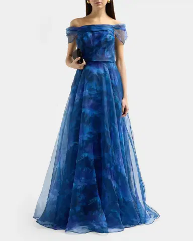 Rene Ruiz Collection Floral Organza Off-The-Shoulder Gown | Thumbnail 2