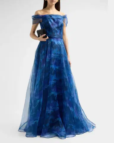 Rene Ruiz Collection Floral Organza Off-The-Shoulder Gown | Thumbnail 5