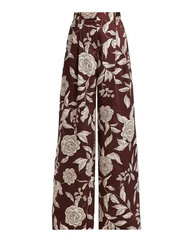 Tanya Taylor Jodi Floral Twill Wide-Leg Pants