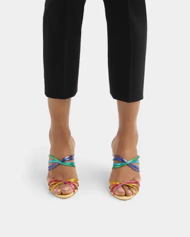 Aquazzura Tell Me 75MM Leather & Raffia Mule Sandals | Thumbnail 2