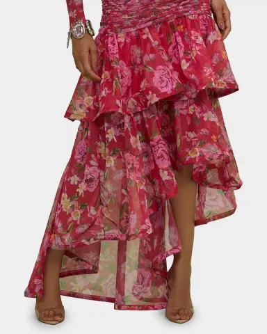 PatBo Peony Floral High-Low Midi Skirt | Thumbnail 4