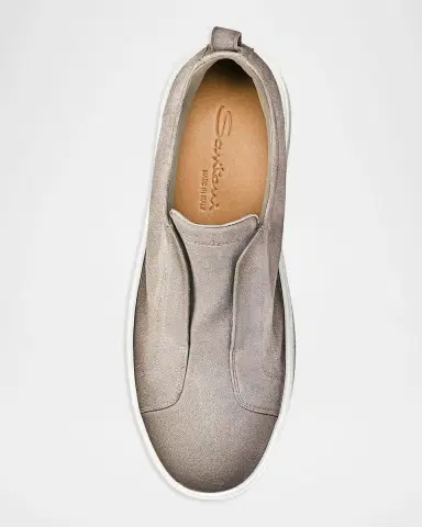 Santoni Men's Victory Logo Suede Slip-On Sneakers | Thumbnail 2