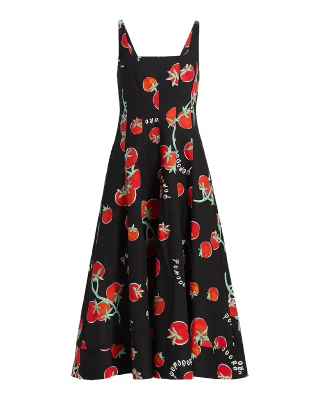 Milly Nia Pomodoro-Print A-Line Midi Dress