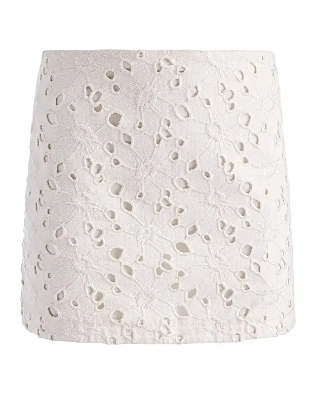 ALICE + OLIVIA Riley Eyelet Denim Mini Skirt